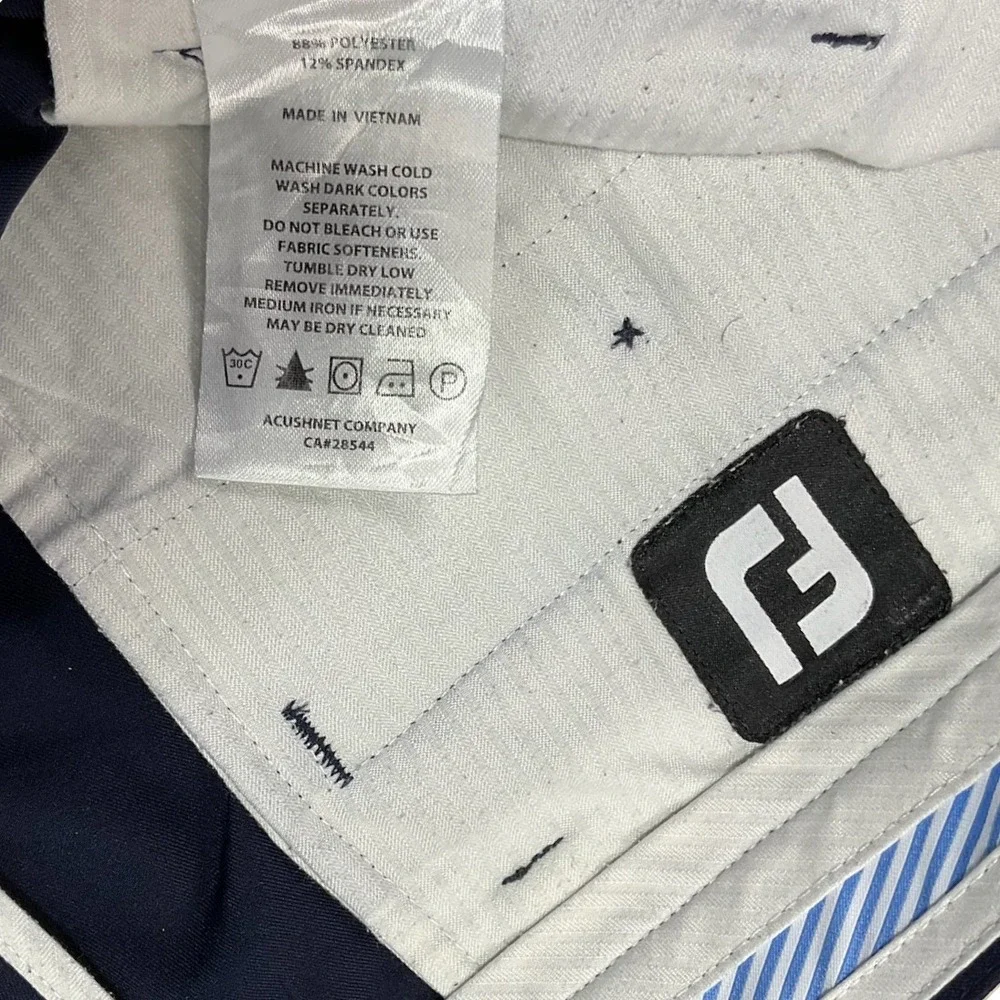 FJ Mens Golf Shorts Size‎ 36 Navy Blue Performance Regular Fit FJ Logo FootJoy